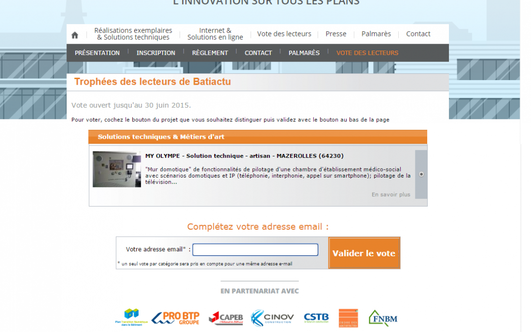 Participation aux Trophées de la construction BATIACTU 2015