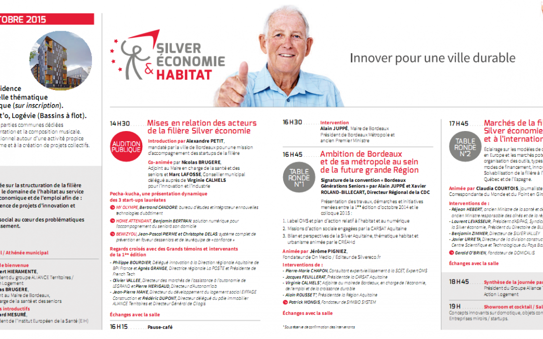 2nd colloque Européen Silver Economie et Habitat, Bordeaux 19 octobre 2015